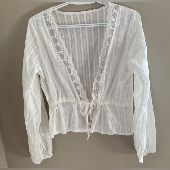 NEW! Shein Cotton Waist Tie Blouse - Picture 4 of 5